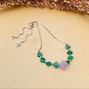Amethyst Gemstone Adjustable Silver Bracelet